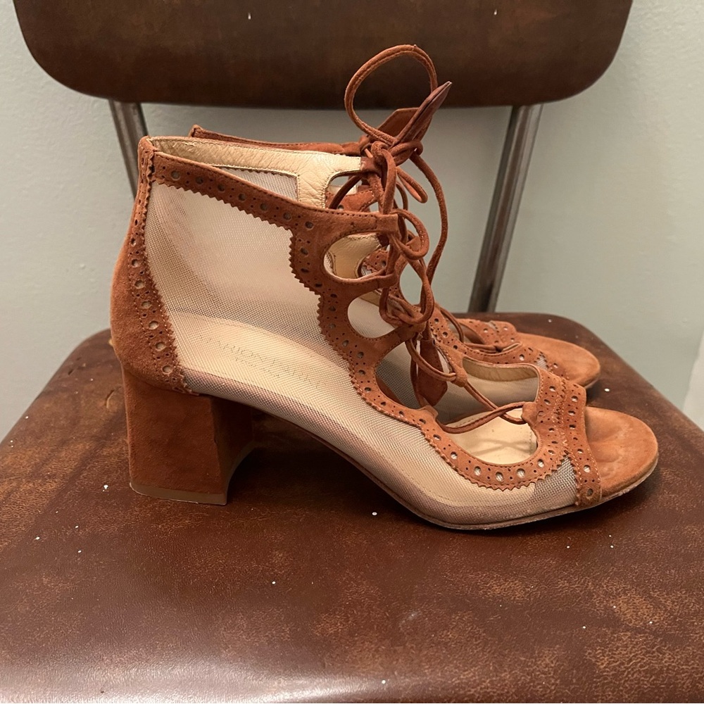 Gorgeous Marion Parke Tan Lace-Up Heel